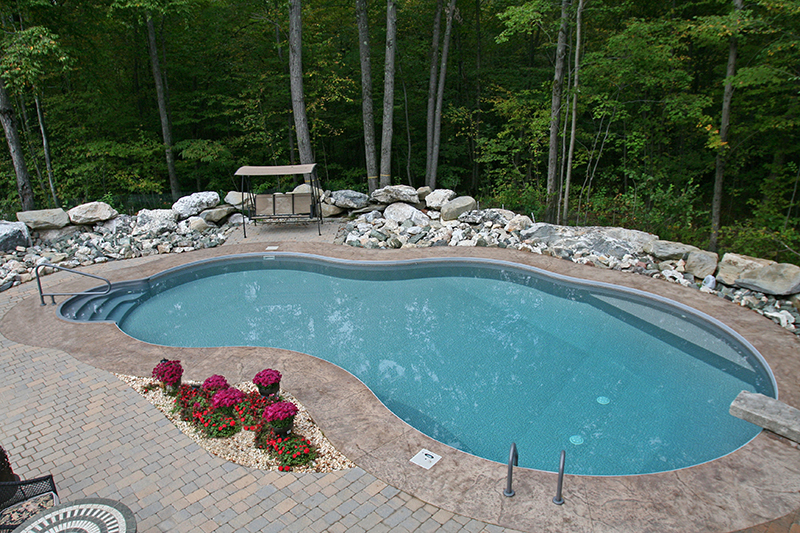Swimming pool and stamped concrete project example 72